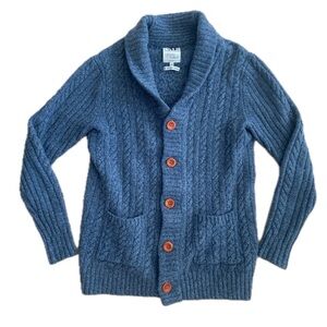 Le 31 Simons Men’s Cable Knit Fisherman Cardigan Lambswool Medium Blue EUC